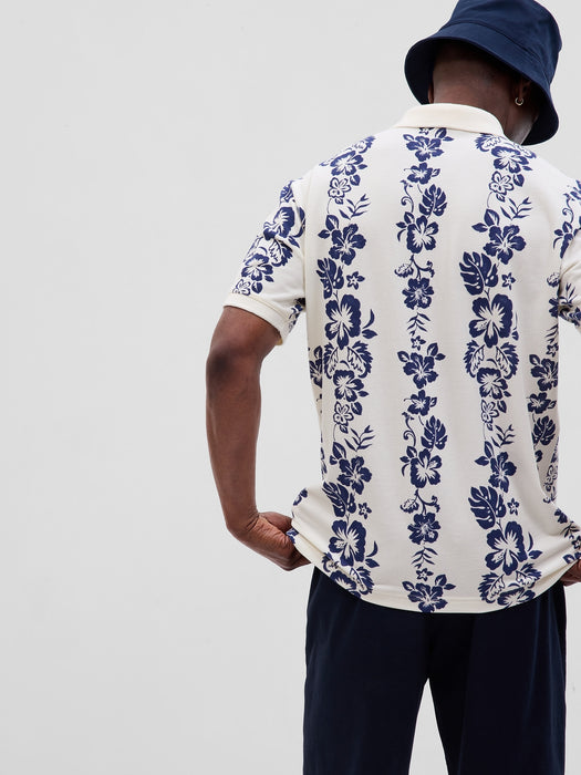 Printed Pique Polo Shirt