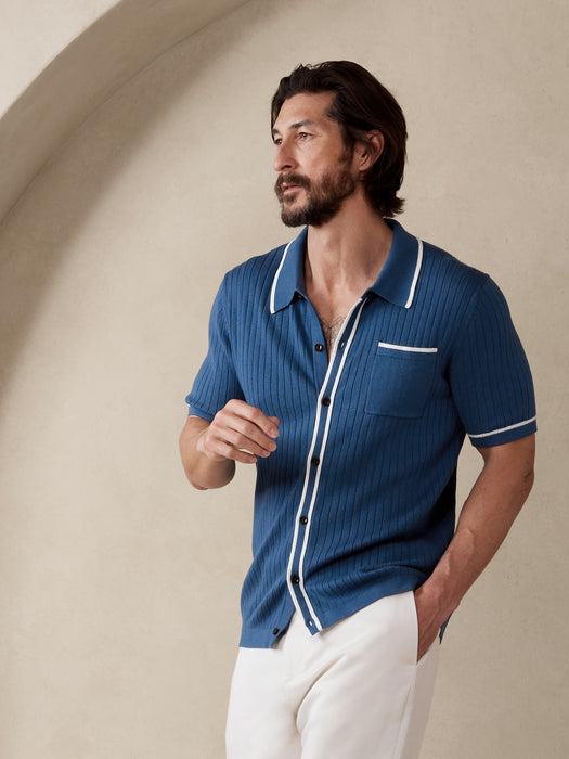 Christophe Cotton-Silk Sweater Polo