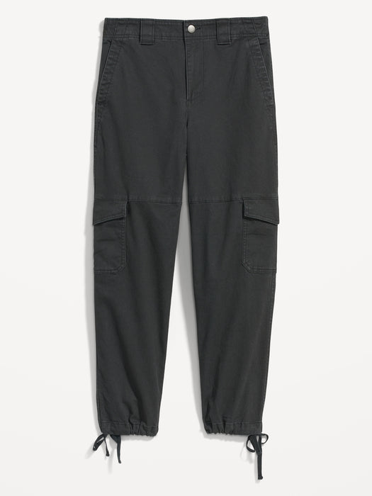 High-Waisted Barrel-Leg Cargo Ankle Pants