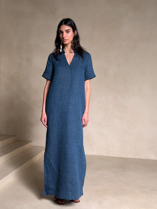 Cruz Linen Maxi Shirtdress