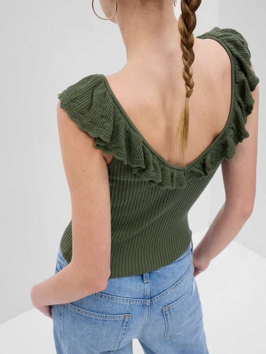 Ruffle Rib Sweater Tank Top