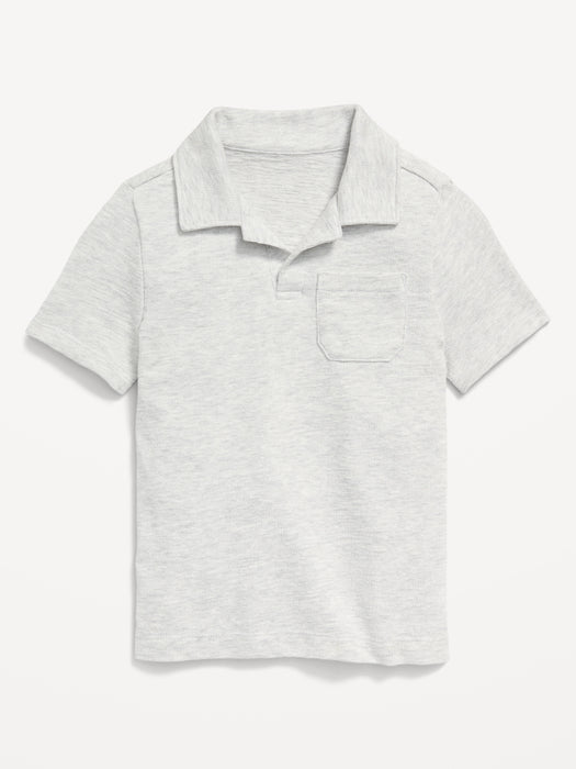 Textured-Knit Pocket Polo for Toddler Boys