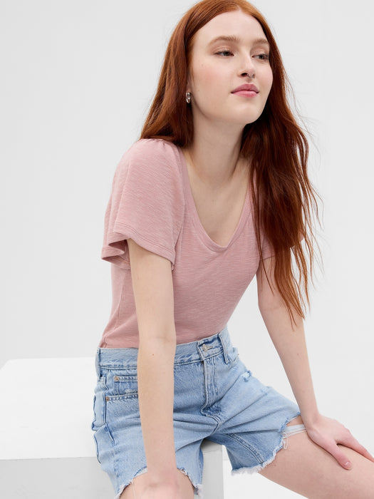 Essential Rib Flutter Sleeve T-Shirt