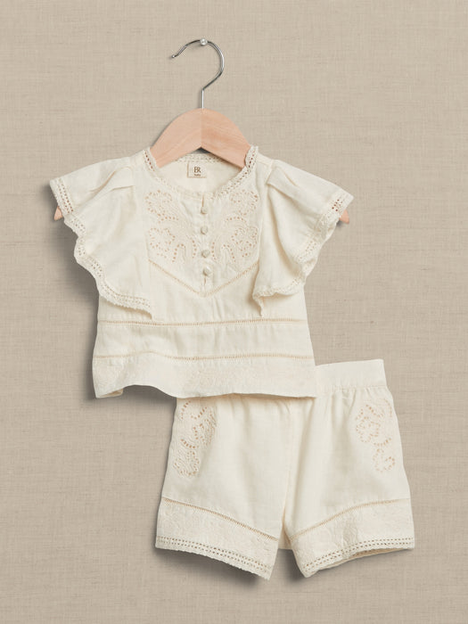 Embroidered Linen 2-Piece Set for Baby + Toddler