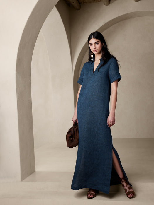 Cruz Linen Maxi Shirtdress