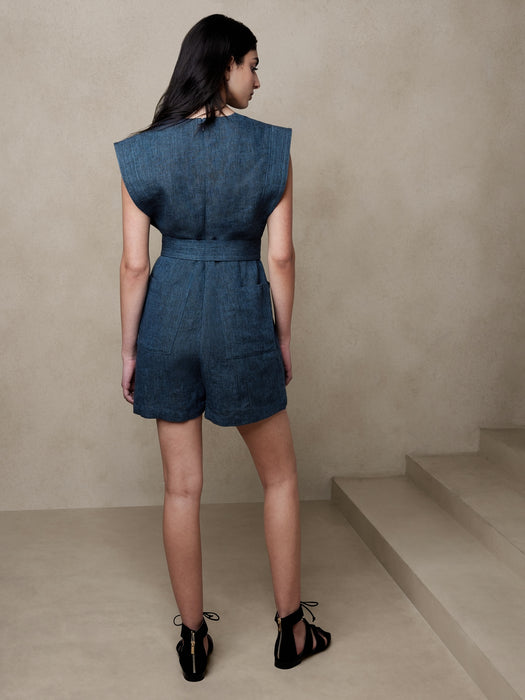 Maxine Linen Romper Set