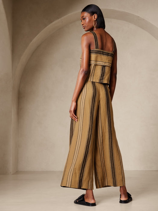Mia Wide-Leg Cropped Linen Pant