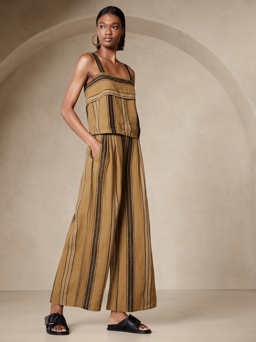 Mia Wide-Leg Cropped Linen Pant