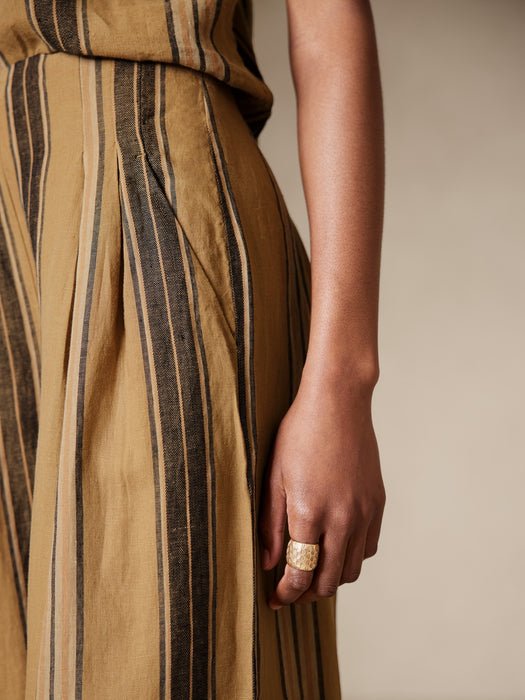 Mia Wide-Leg Cropped Linen Pant