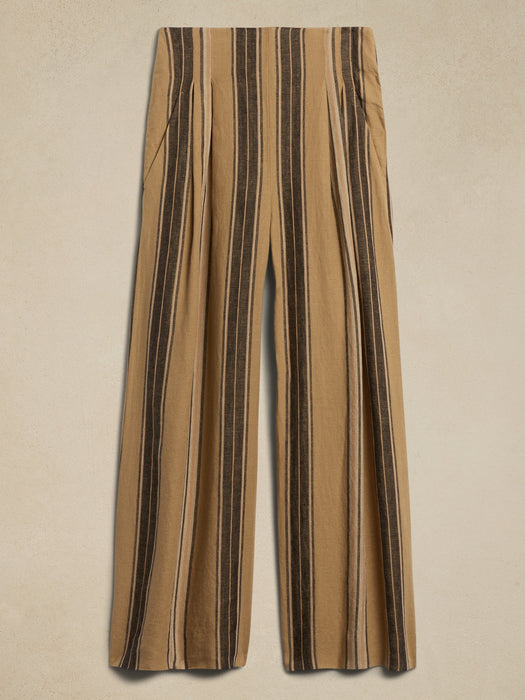 Mia Wide-Leg Cropped Linen Pant