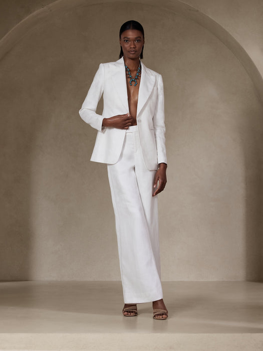 Salma Wide-Leg Linen Tuxedo Pant