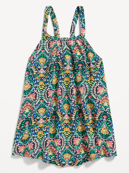 Sleeveless Printed Crinkled Top for Toddler Girls