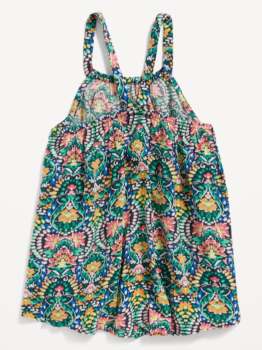 Sleeveless Printed Crinkled Top for Toddler Girls