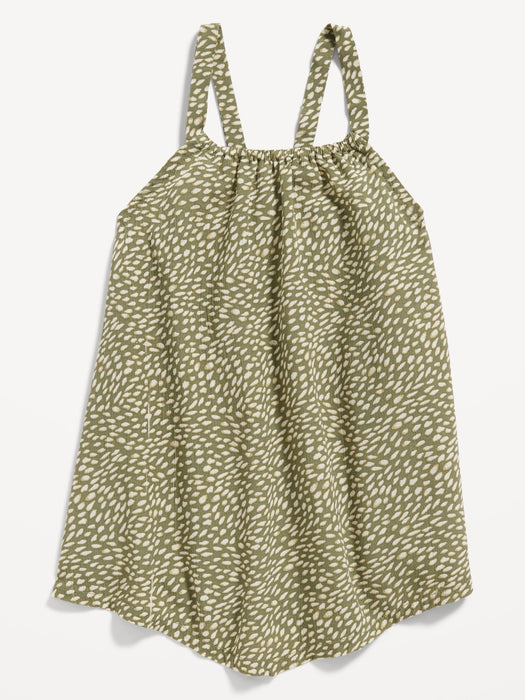 Sleeveless Printed Crinkled Top for Toddler Girls