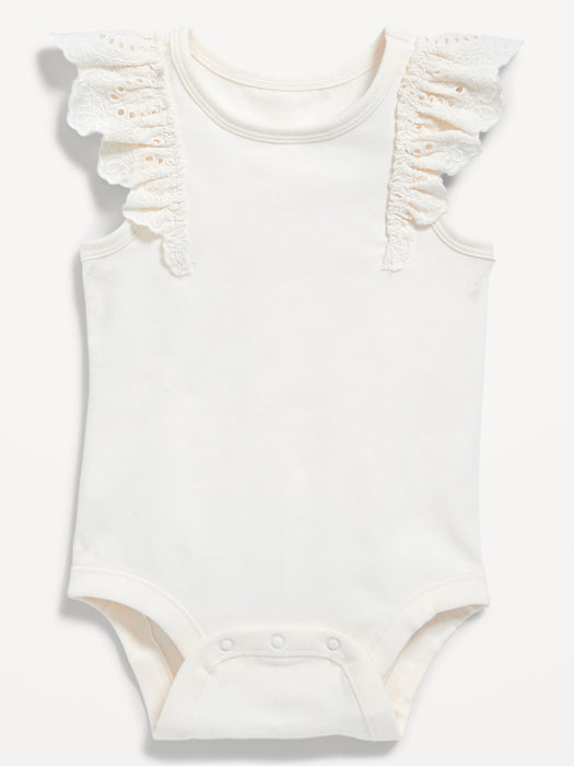 Ruffle-Trim Sleeveless Rib-Knit Bodysuit for Baby