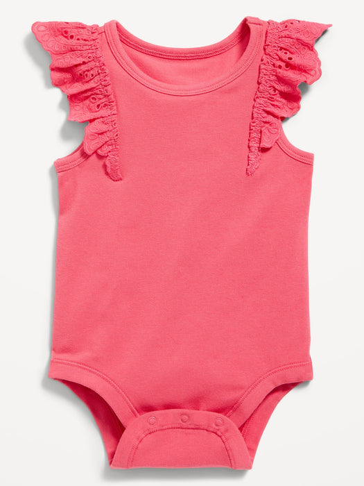 Ruffle-Trim Sleeveless Rib-Knit Bodysuit for Baby