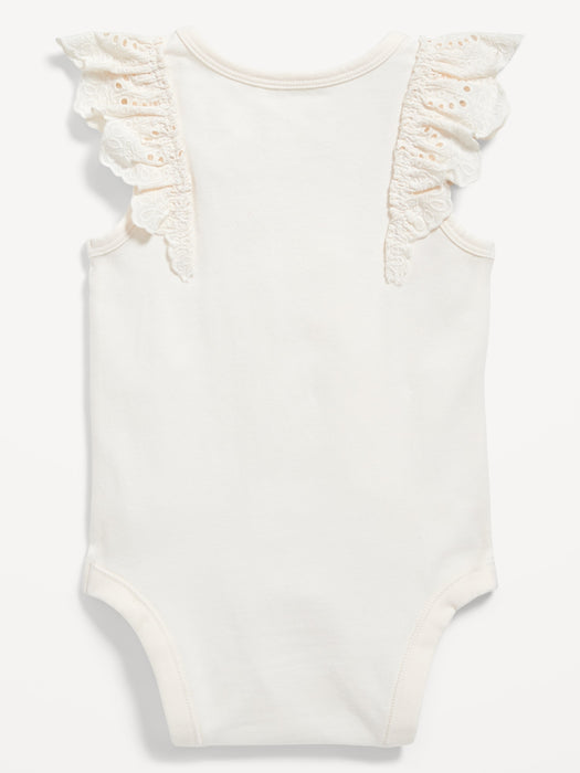 Ruffle-Trim Sleeveless Rib-Knit Bodysuit for Baby