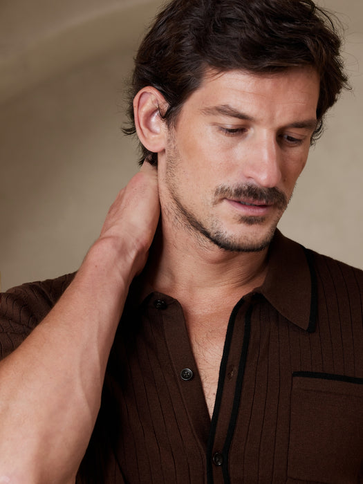 Christophe Cotton-Silk Sweater Polo