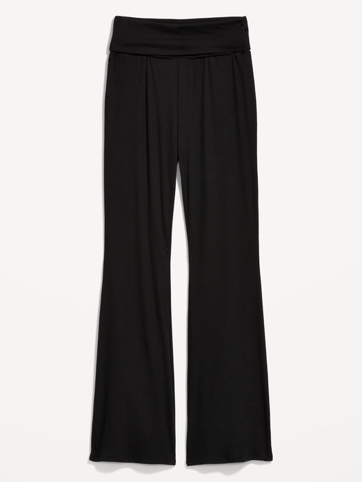 Mid-Rise UltraLite Foldover-Waist Flare Lounge Pants for Women