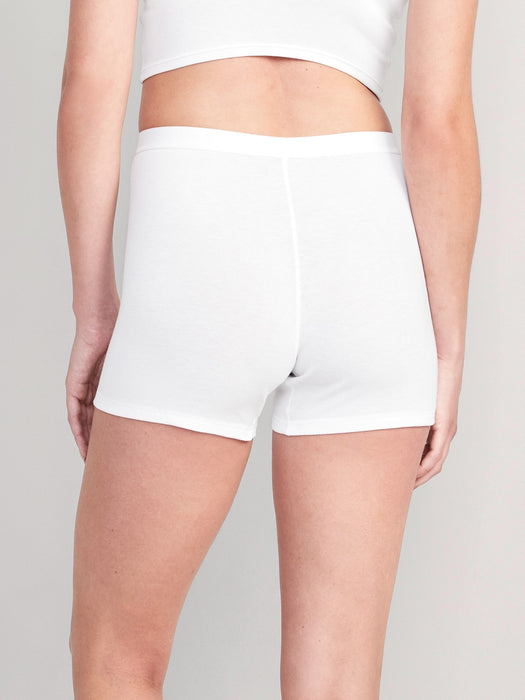 High-Waisted Ribbed Boyshort Briefs -- 3-inch inseam