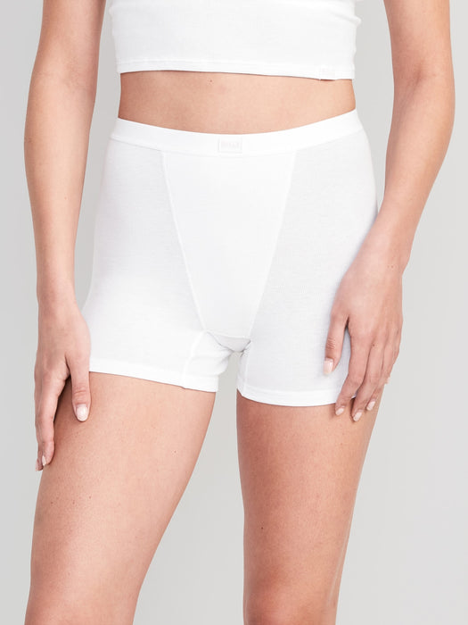 High-Waisted Ribbed Boyshort Briefs -- 3-inch inseam