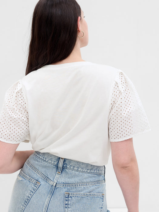 Organic Cotton Vintage Eyelet Puff Sleeve T-Shirt