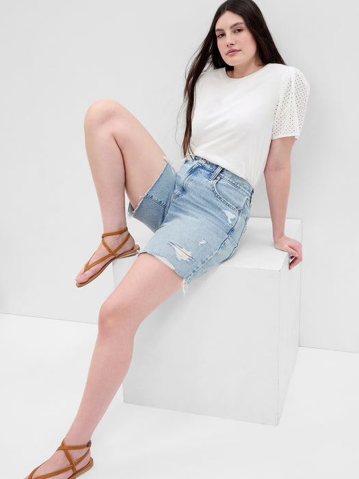 Organic Cotton Vintage Eyelet Puff Sleeve T-Shirt