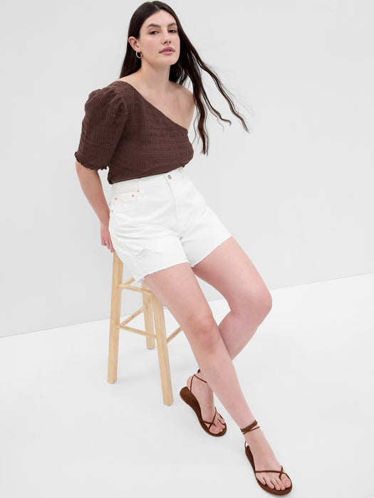 6" High Rise Cheeky Midi Denim Shorts