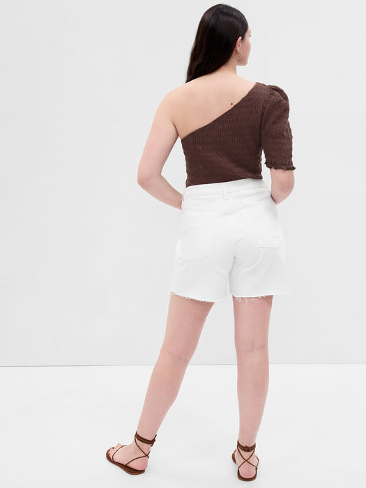 6" High Rise Cheeky Midi Denim Shorts