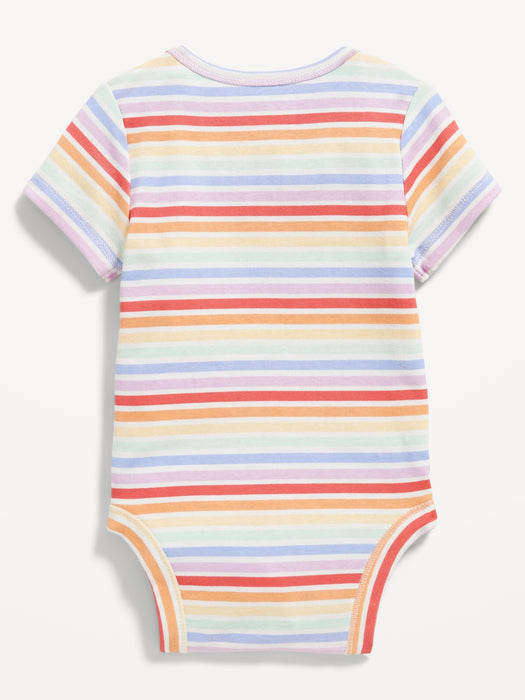 Unisex Printed Short-Sleeve Bodysuit for Baby