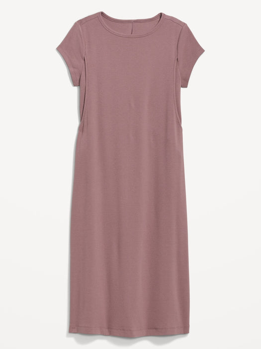 Maternity Rib-Knit Midi Nursing Dress