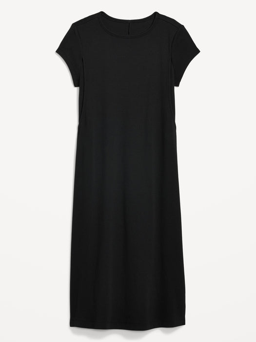 Maternity Rib-Knit Midi Nursing Dress