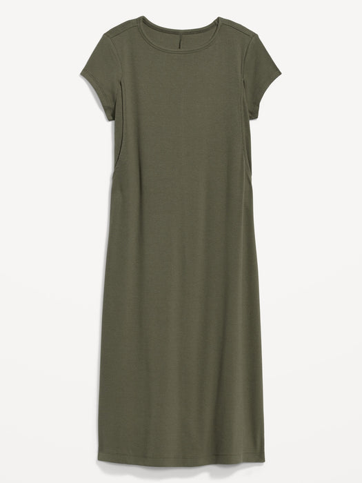 Maternity Rib-Knit Midi Nursing Dress