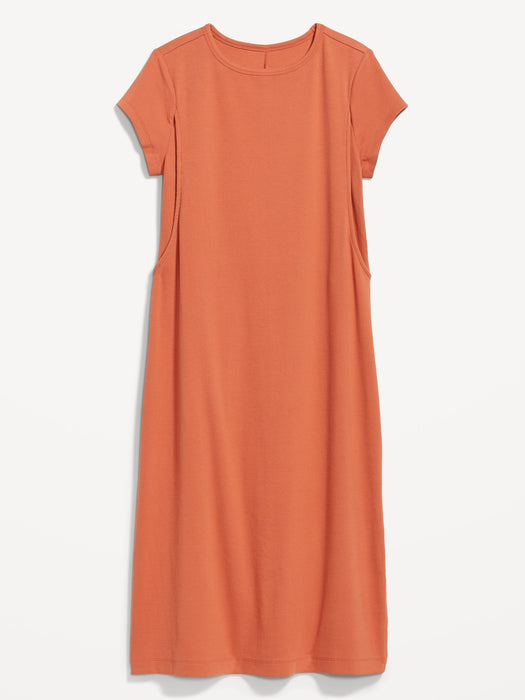 Maternity Rib-Knit Midi Nursing Dress