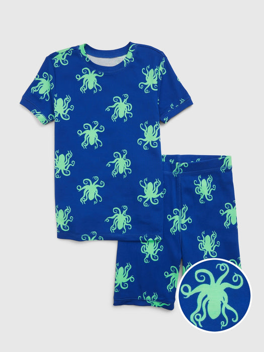 Kids 100% Organic Cotton Octopus PJ Shorts Set
