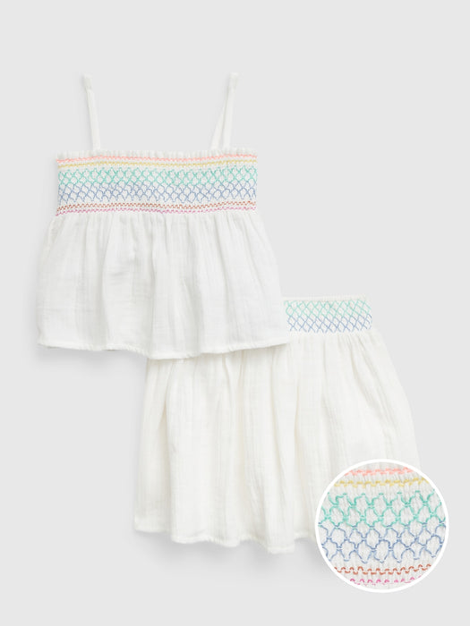Toddler Crinkle Gauze Smocked Outfit Set