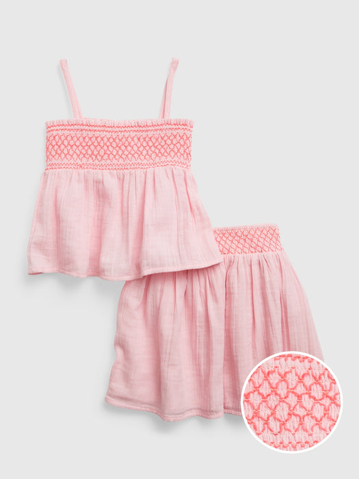 Toddler Crinkle Gauze Smocked Outfit Set