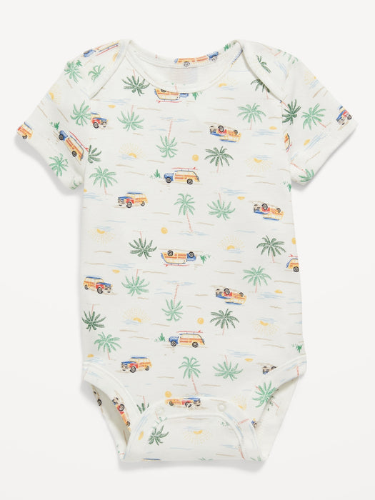 Unisex Printed Short-Sleeve Bodysuit for Baby
