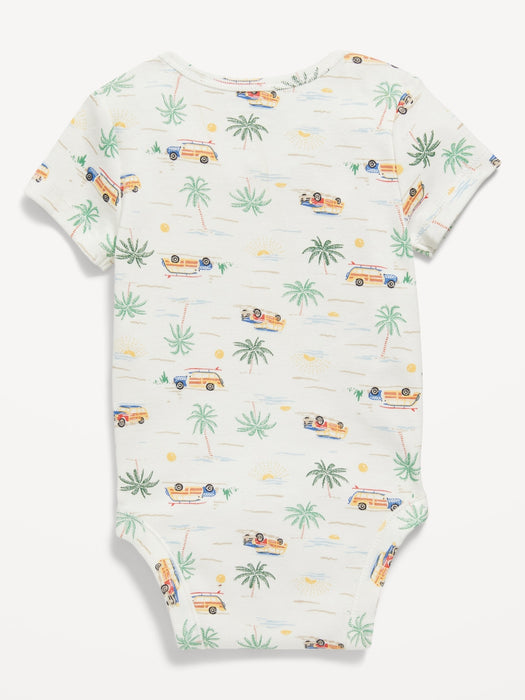 Unisex Printed Short-Sleeve Bodysuit for Baby
