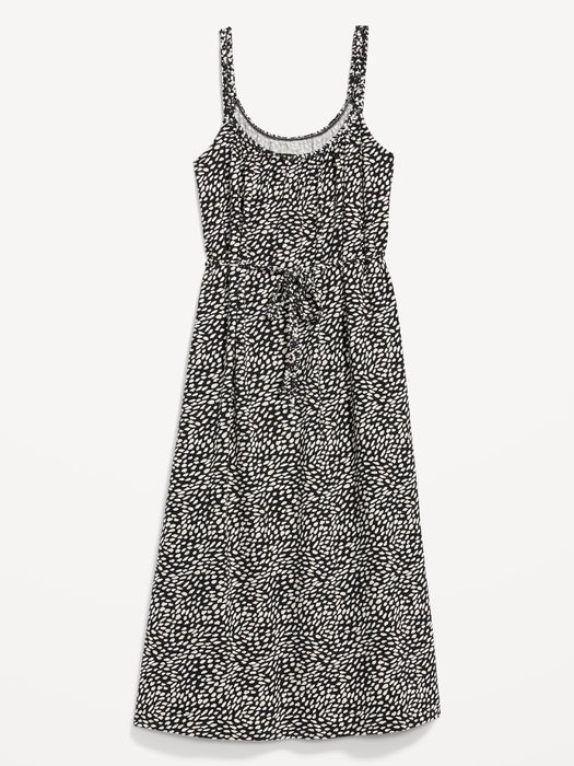 Maternity Sleeveless Tie-Waist Nursing Midi Swing Dress