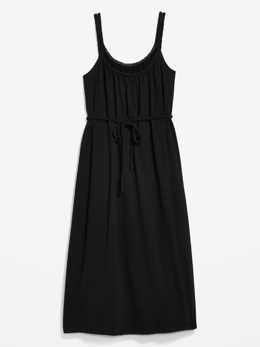 Maternity Sleeveless Tie-Waist Nursing Midi Swing Dress