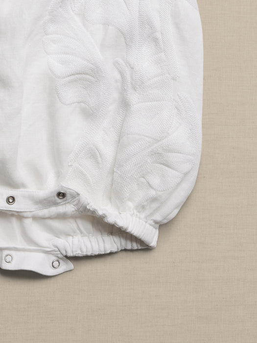 Botanica Embroidered Linen Bubble Romper for Baby