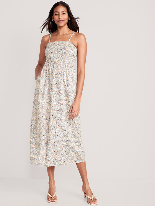Fit & Flare Floral Smocked Maxi Cami Dress for Women