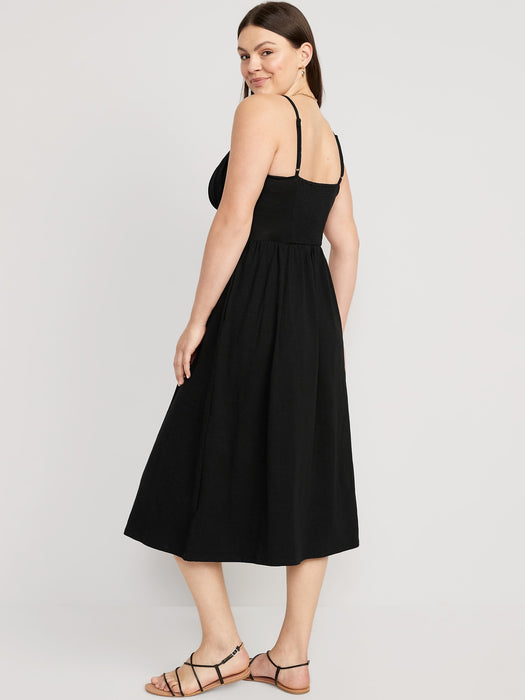 Fit & Flare Tie-Front Cami Midi Dress for Women