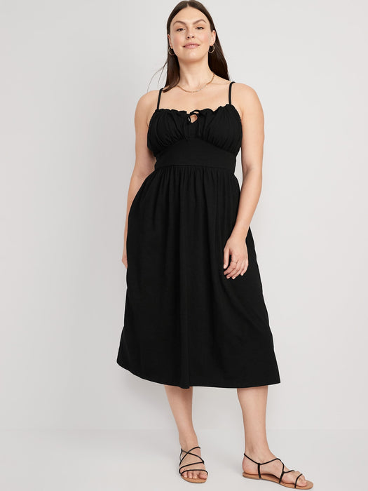 Fit & Flare Tie-Front Cami Midi Dress for Women
