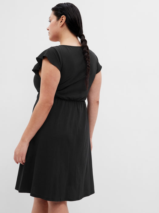 Flutter Sleeve Twist-Front Mini Dress