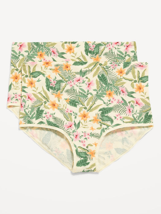 Maternity 2-Pack Printed Rollover-Waist Jersey Hipster Underwear
