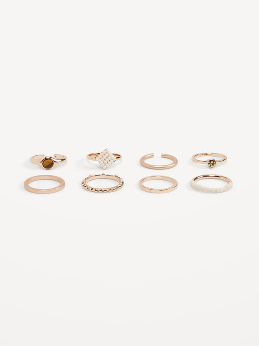 Gold-Toned Metal Double-Row Ring for Women