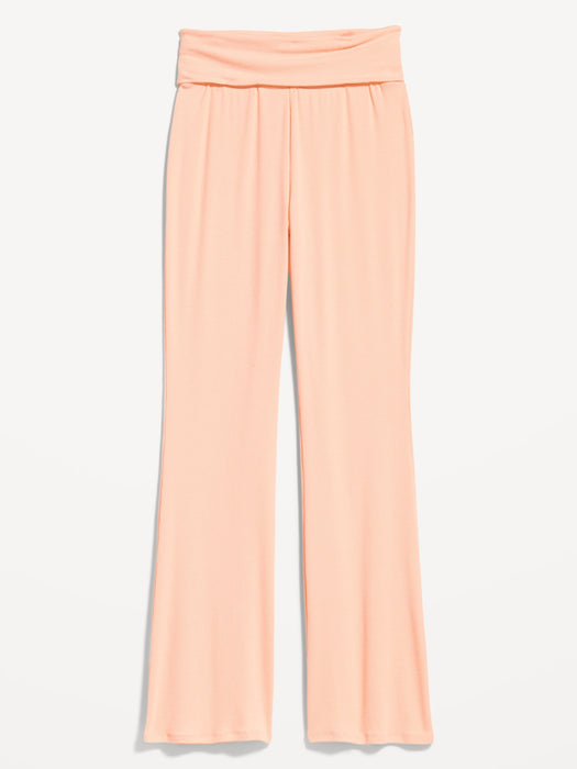 Mid-Rise UltraLite Foldover-Waist Flare Lounge Pants for Women