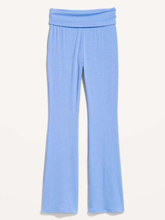 Mid-Rise UltraLite Foldover-Waist Flare Lounge Pants for Women